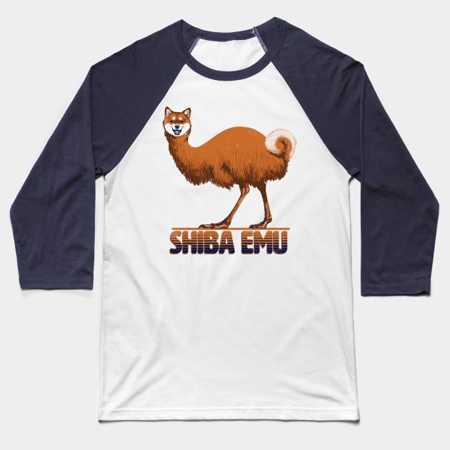 Shiba Emu Baseball T-Shirt by CTKR Studio